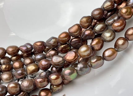 9x11-12mm AA Half Strand Large Hole Copper Brown Color Freshwater Rice Nugget Pearl Hole Size 2.2mm High Luster Chocolate Pearl #P2319