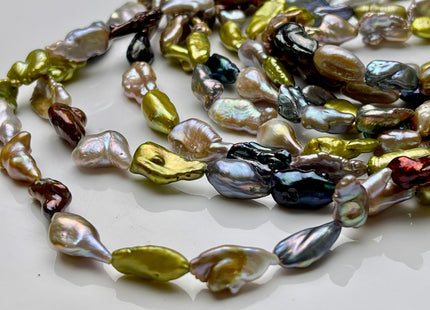 8x14-18 mm AA High Luster Natural Pink Mauve Mixed Color Long Biwa Keshi Freshwater Pearl Beads Genuine Natural Keshi Pearls #P1846