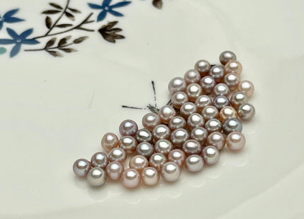 Two Pieces AAA 3.5-4 mm High Luster Undrilled/Half Drilled/Through Drilled Tiny Freshwater Pearls Genuine Natural Mauve pink Pearl #P1512
