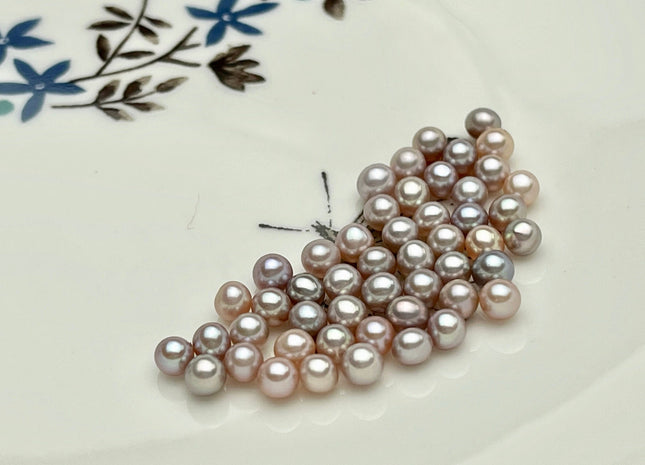 Two Pieces AAA 3.5-4 mm High Luster Undrilled/Half Drilled/Through Drilled Tiny Freshwater Pearls Genuine Natural Mauve pink Pearl #P1512
