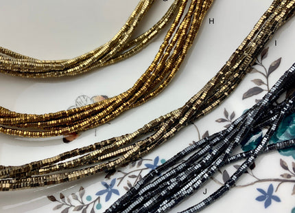 3mm 4mm Shiny Hematite Pyrite Beads Silver Gold Bronze Rainbow Rhodium Color Faceted Heishi Hexagon Tiny Spacer Beads 15.5 Inches #3278