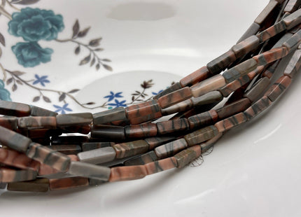 4-5x13 mm Cuboid Tube Shape Gray Brown Color Web Jasper Gemstone Beads Jasper Gemstones Loose Beads 15.5 Inches Strand #3857
