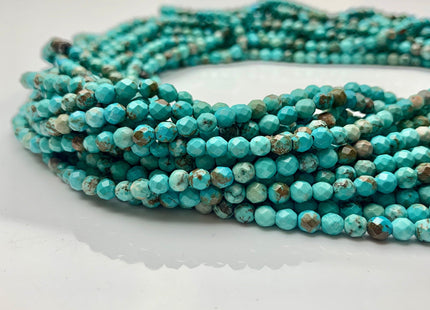 4 mm Natural Faceted Round Turquoise Beads Natural Color Turquoise Loose Beads 15.5 Inches Strand #2614