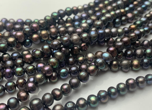 5 mm Peacock Color Potato Freshwater Pearl Bead Genuine Peacock Color Freshwater Pearls #1527