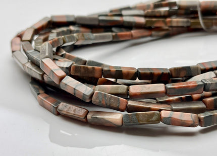 4-5x13 mm Cuboid Tube Shape Gray Brown Color Web Jasper Gemstone Beads Jasper Gemstones Loose Beads 15.5 Inches Strand #3857