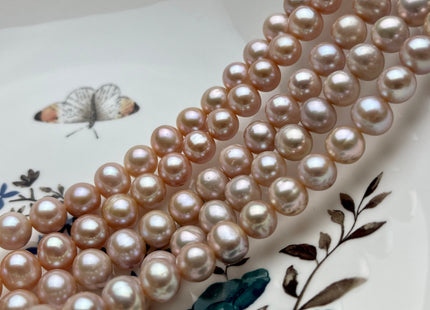 9-10 mm AAA Natural Pink OR Mauve Pink Colored Semi Round Freshwater Pearl Beads, Semi Round Freshwater Pearls #1249