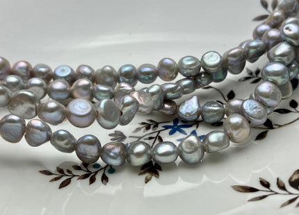 9 mm AAA Large Hole Freshwater Pearl Nuggets Hole Size 2.1 mm, Pinkish Gray Color Genuine Freshwater Pearl Potato Nugget Pearl Beads #1074