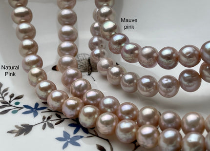 9-9.5 mm AAA Natural Pink OR Mauve Pink Colored Semi Round Freshwater Pearl Beads, Semi Round Freshwater Pearls #1249