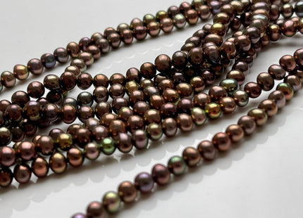 5-5.5 mm AA Metallic Brown Peacock Color Potato Freshwater Pearl Beads Genuine High Luster Tiny Small Potato Freshwater Pearls #P2072