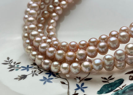 9-10 mm AAA Natural Pink OR Mauve Pink Colored Semi Round Freshwater Pearl Beads, Semi Round Freshwater Pearls #1249