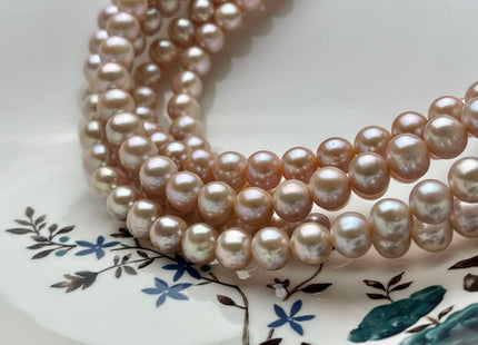 9-9.5 mm AAA Natural Pink OR Mauve Pink Colored Semi Round Freshwater Pearl Beads, Semi Round Freshwater Pearls #1249