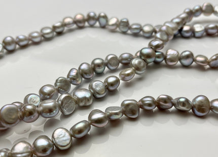 9 mm AAA Large Hole Freshwater Pearl Nuggets Hole Size 2.1 mm, Pinkish Gray Color Genuine Freshwater Pearl Potato Nugget Pearl Beads #1074