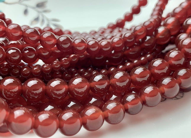 4mm 6mm 8mm 10mm 12mm 14mm AAA Natural Smooth Round Carnelian Beads July Birthstone Natural Dark Red Carnelian Beads 15 Inches Strand #2874