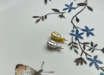 OnePiece 925 Sterling Silver/Gold Pendant Setting Findings For Half Drilled Pearls Teardrop Shape Design W/CZ Sterling Silver Pendant #10242