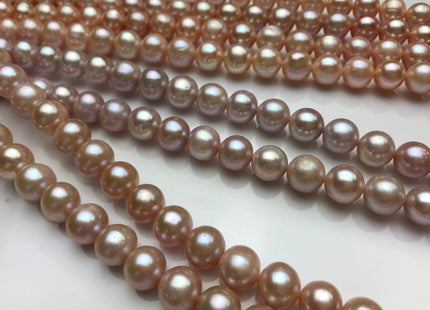 9-10 mm AAA Natural Pink OR Mauve Pink Colored Semi Round Freshwater Pearl Beads, Semi Round Freshwater Pearls #1249