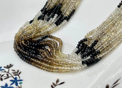 3 mm Natural Shaded Champagne Quartz Gemstone Beads Faceted Rondelle Shape Genuine Champagne Quartz Gemstone Bead 13.5 Inches Strand #4169