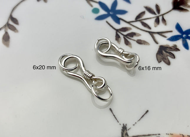 6x16-20 mm 925 Sterling Silver Hook Bali Clasp Findings Genuine Sterling Silver S Shape Clasp with Closed Jump Rings DIY Jewelry #10118