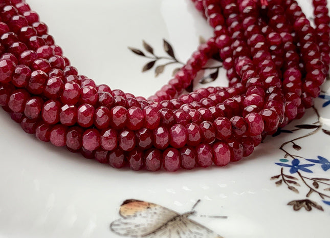 BEST DEAL 4x6 mm Faceted Rondelle Red And Mahogany Color Agate Gemstone Beads Genuine Agate Gemstone Loose Beads 14 Inches Strand #2772