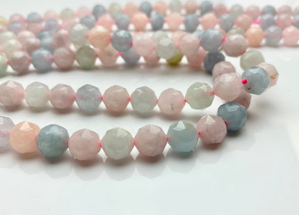 8 mm AAA Natural Faceted Star Cut Morganite Gemstone Beads Genuine Faceted Morganite Aquamarine Gemstone Loose Beads 48 beads #2307