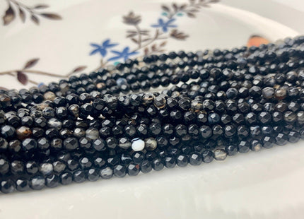 WHOLESALE 3 mm Faceted Round Agate Gemstone Beads Genuine Mixed Pink Blue Black Yellow Gray Purple Color Agate Loose Beads 15 Inches #3229