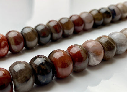 9x14 mm AAA Smooth Rondelle Natural Petrified Wood Beads Taupe Beige Brown Color High Quality Gemstone 15.5 Inches Strand 40 Beads #2729