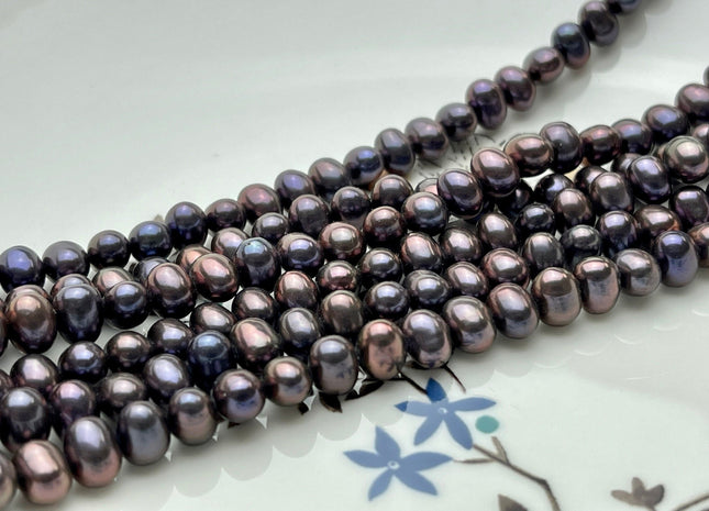 6 mm Purplish Peacock Color Potato Freshwater Pearl Beads, Genuine Freshwater Pearl Beads #1128