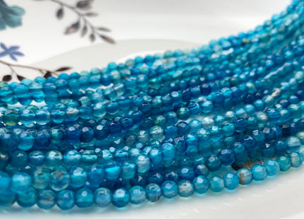 4mm 6mm Faceted Round Agate Gemstone Beads Blue Apatite Color Genuine Heat Treated Agate Gemstone Loose Beads 14 Inches Strand #3156