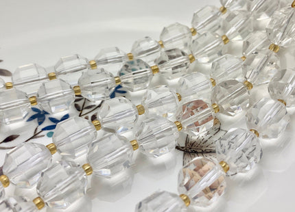 9x10mm 11x12mm AAA Half Strand Faceted Energy Prism Cut Rock Quartz Gemstone Genuine Double Terminated Points Clear Rock Quartz #3590