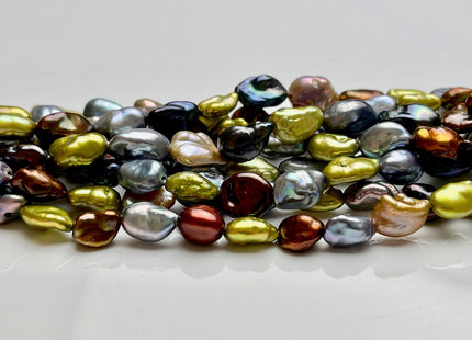 7x10-12 mm AAA High Luster Green Gray Copper Brown Keshi Rice/Oval Nugget Freshwater Pearl Beads Genuine Natural Keshi Pearls #P1845