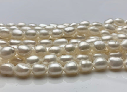 6-7x9-10 mm AAA Natural White High Luster Rice Nugget Freshwater Pearl Beads Top Quality Very Smooth White Freshwater Nugget Pearls #1402