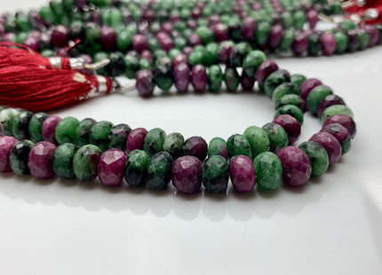 7mm 8mm AAA Top Quality 100% Natural Faceted Rondelle Ruby Zoisite Gemstone Beads Genuine Ruby Zoisite Loose Beads 8 Inches Strand #2514