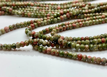2x3 mm AAA Natural Color Faceted Rondelle Unakite Gemstone Beads Top Quality Micro Faceted Unakite Gemstone Loose Beads # 2443