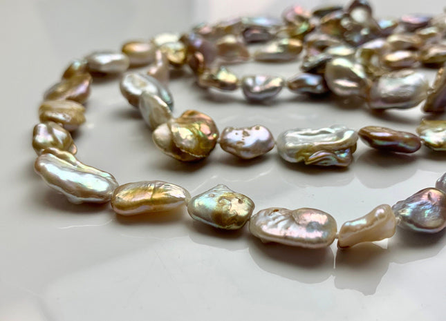 12-15x15-20mm AAA 64 Inches Hand Knotted Natural White Pink Mauve Color Keshi Freshwater Pearl Necklaces Genuine Keshi Pearl Necklace #P1076