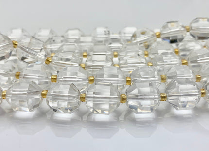 9x10mm 11x12mm AAA Half Strand Faceted Energy Prism Cut Rock Quartz Gemstone Genuine Double Terminated Points Clear Rock Quartz #3590