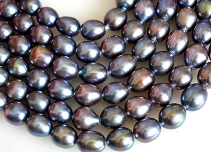 11x13-14mm AAA Peacock Large Hole Half Strand Freshwater Rice Shape Pearl Beads Hole 2.2mm #732