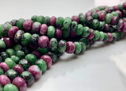 7mm 8mm AAA Top Quality 100% Natural Faceted Rondelle Ruby Zoisite Gemstone Beads Genuine Ruby Zoisite Loose Beads 8 Inches Strand #2514