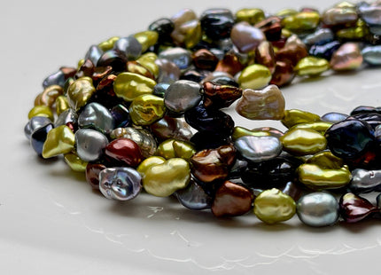 7x10-12 mm AAA High Luster Green Gray Copper Brown Keshi Rice/Oval Nugget Freshwater Pearl Beads Genuine Natural Keshi Pearls #P1845