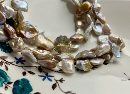 12-15x15-20mm AAA 64 Inches Hand Knotted Natural White Pink Mauve Color Keshi Freshwater Pearl Necklaces Genuine Keshi Pearl Necklace #P1076