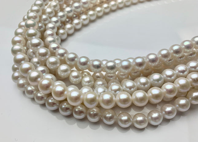 8.5-9 mm AAAAA Natural White Round Freshwater Akoya Pearl Beads Genuine Very High Luster Edison Akoya Quality Pearl 46 Beads #P1602