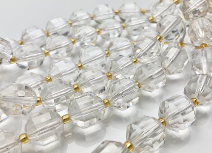 9x10mm 11x12mm AAA Half Strand Faceted Energy Prism Cut Rock Quartz Gemstone Genuine Double Terminated Points Clear Rock Quartz #3590