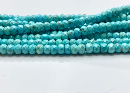 4x6 mm Natural Faceted Rondelle Turquoise Beads Natural Color Turquoise Loose Beads #2583