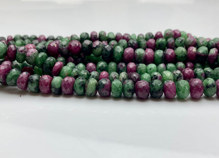 7mm 8mm AAA Top Quality 100% Natural Faceted Rondelle Ruby Zoisite Gemstone Beads Genuine Ruby Zoisite Loose Beads 8 Inches Strand #2514