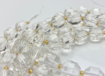 9x10mm 11x12mm AAA Half Strand Faceted Energy Prism Cut Rock Quartz Gemstone Genuine Double Terminated Points Clear Rock Quartz #3590