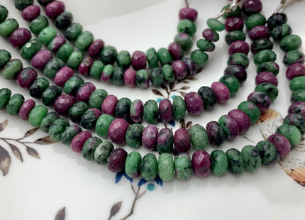 7mm 8mm AAA Top Quality 100% Natural Faceted Rondelle Ruby Zoisite Gemstone Beads Genuine Ruby Zoisite Loose Beads 8 Inches Strand #2514