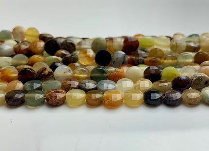 6 mm Micro Faceted Diamond Cut Multi Color Pietersite Flat Coin Disc Shape Gemstone Beads Genuine Natural Pietersite 15 Inches Strand #3213