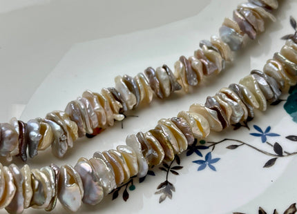 14-15 mm AAA Natural Champagne OR Mauve Pink Mixed Color Freshwater Keishi Cornflake Petal Pearls Rondelle Shape Center Drilled Beads #1309