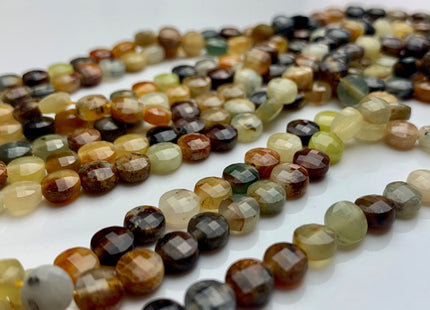 6 mm Micro Faceted Diamond Cut Multi Color Pietersite Flat Coin Disc Shape Gemstone Beads Genuine Natural Pietersite 15 Inches Strand #3213