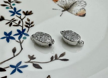 8x12 mm .925 Sterling Silver Clasp With CZ Face Sterling Silver Finding Clasp Sterling Silver W/CZ Clasps #10271