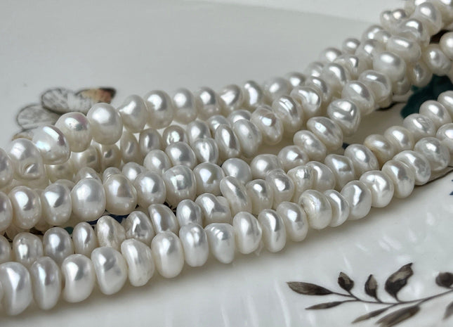 7 mm AA Natural White Color Keshi Disc Freshwater Pearl Beads Center Drilled Genuine Natural Color Keshi Disc Shaped Pearls #P2243