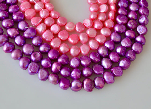 8-9x8-10mm Potato Nugget Pink & Purple Color Freshwater Pearl Beads #921